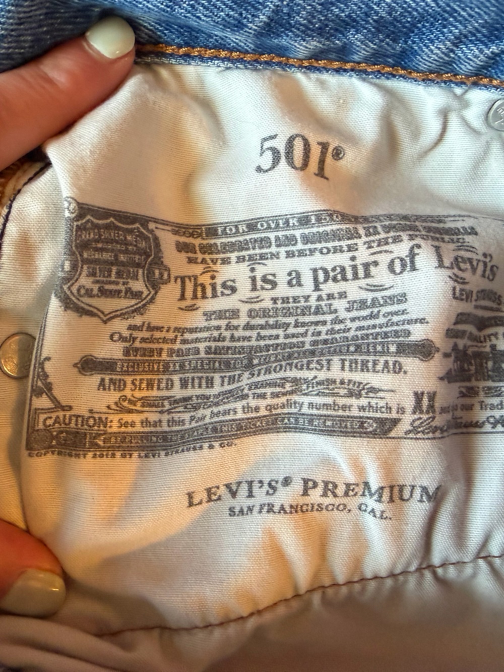 Levi's Distressed Light Blue 501 Denim Jean Shorts - Picture 8 of 8